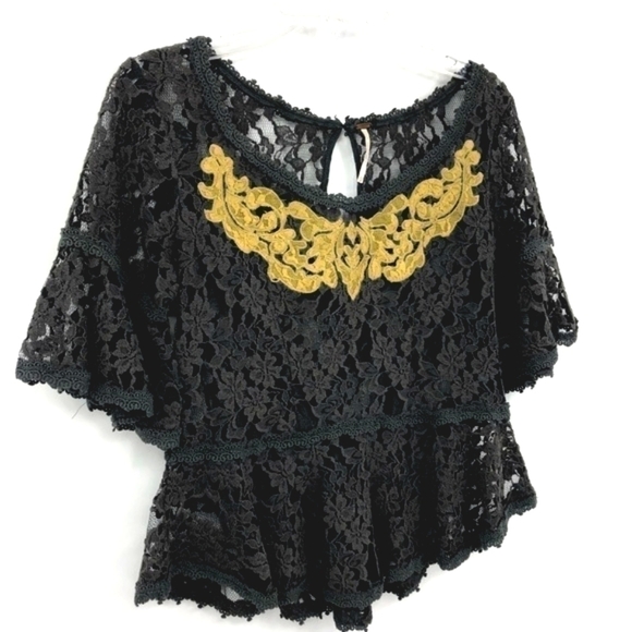 Free People Women's XS Gray-Green Lightweight Lace Embroidered Cotton Bl… - Picture 6 of 8